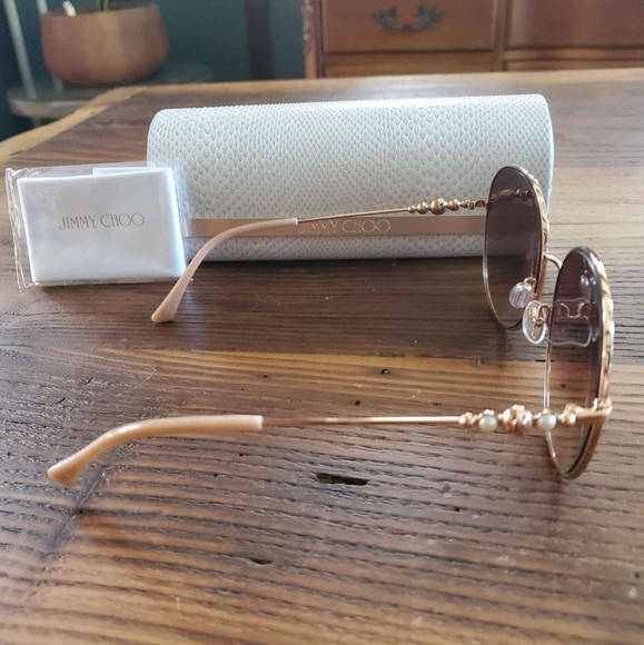 JIMMY CHOO Birdie Womens Sunglasses Gold Size 60 - Picture 3 of 6